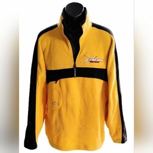 Vtg 90's Ski Doo 1/4 Zip Yellow Fleece Pullover Racing Team Sweater Jacket Sz L